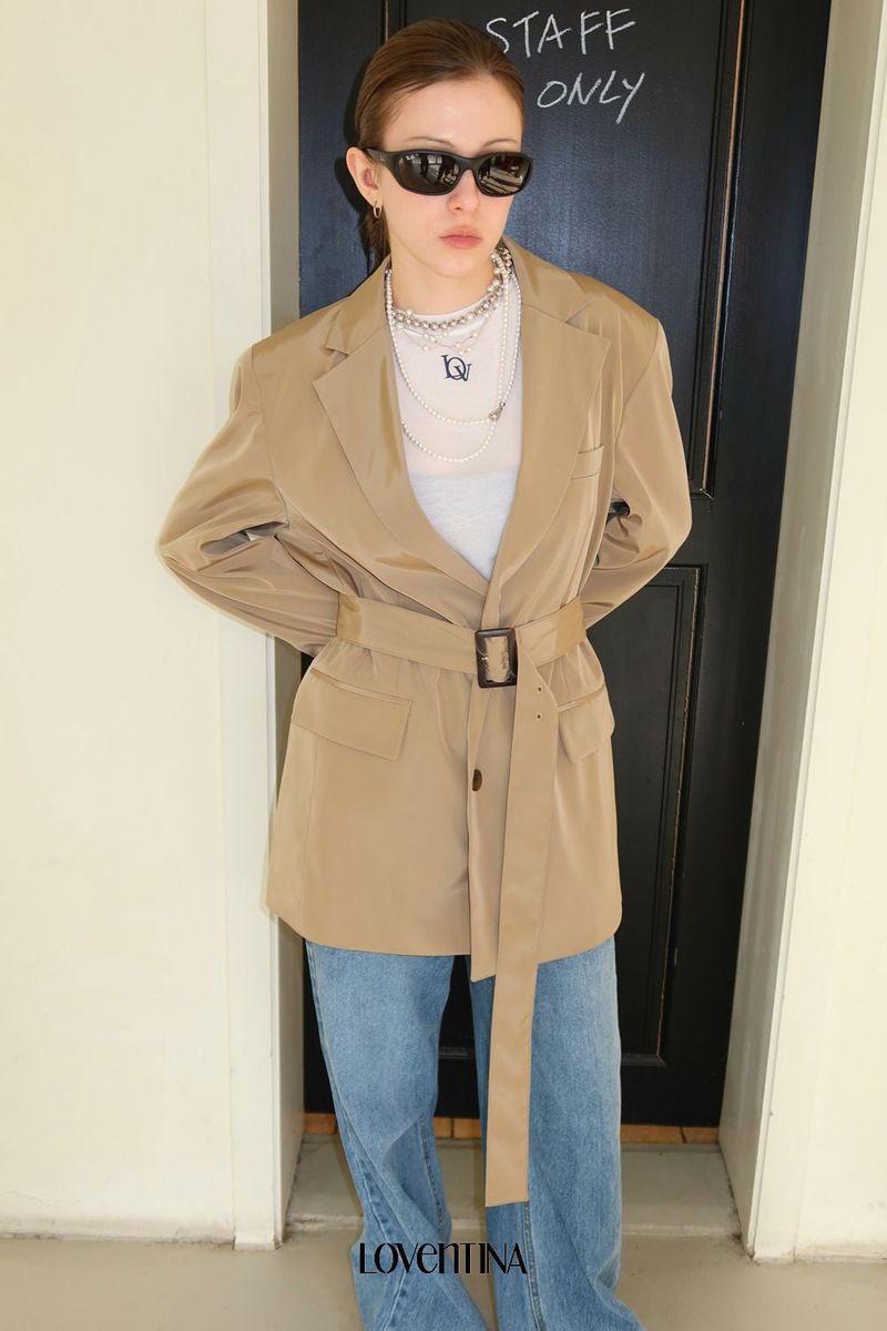 Loventina(ラヴェンティナ)の「TRENCH BELT JACKET_BEIGE(Jackets/Outerwear)」