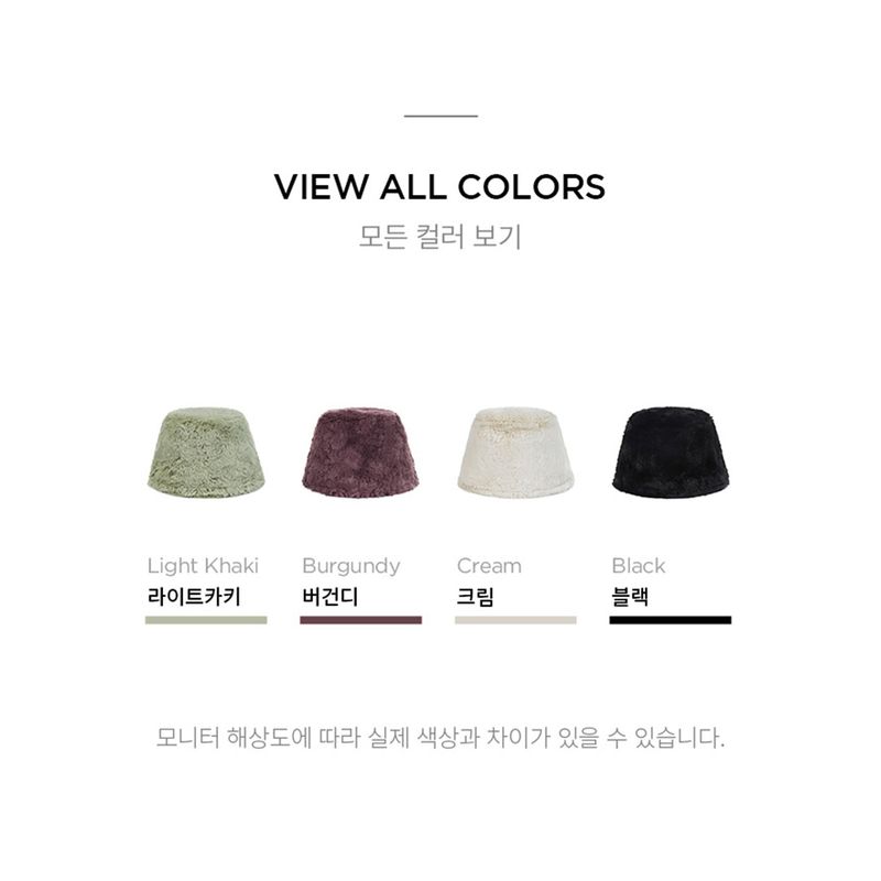 Fur Long Label Solid Drop Bucket Hat Burgundy