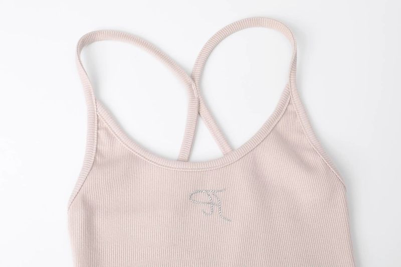【即日発送】Jewel cross back tank top - pink 