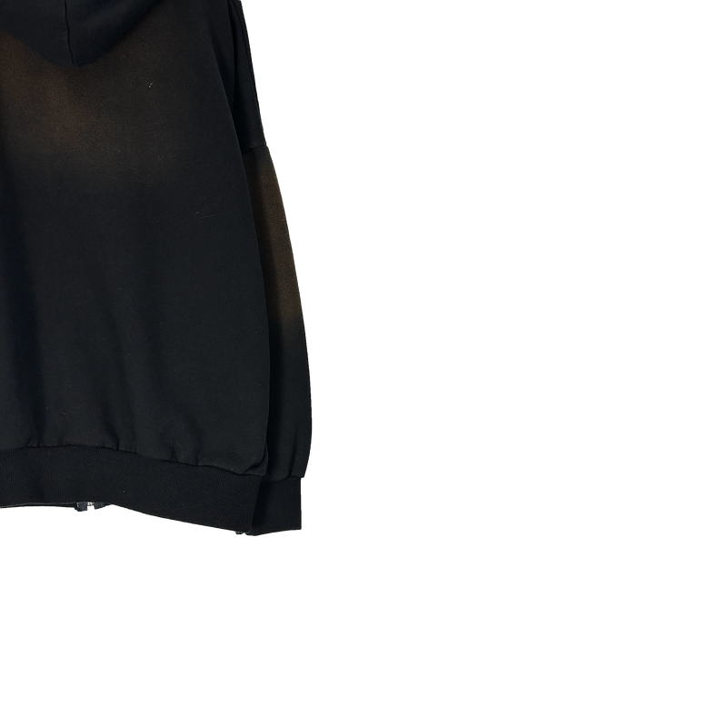 cat brush fleece hood zip-up