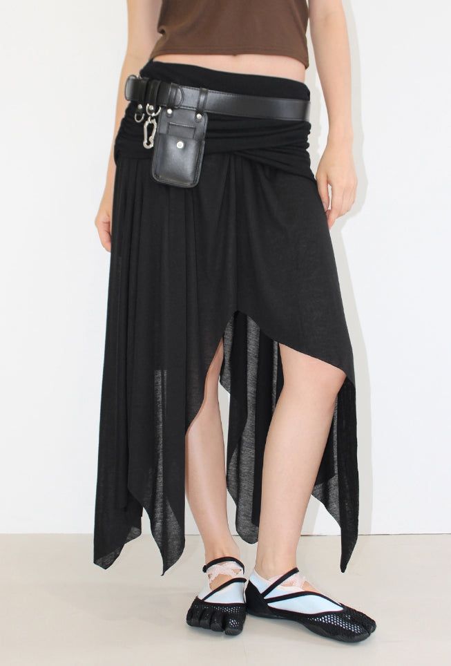 AAKE(アケ)の「SHEER WRAP UNBALANCE SKIRT(Skirts)」