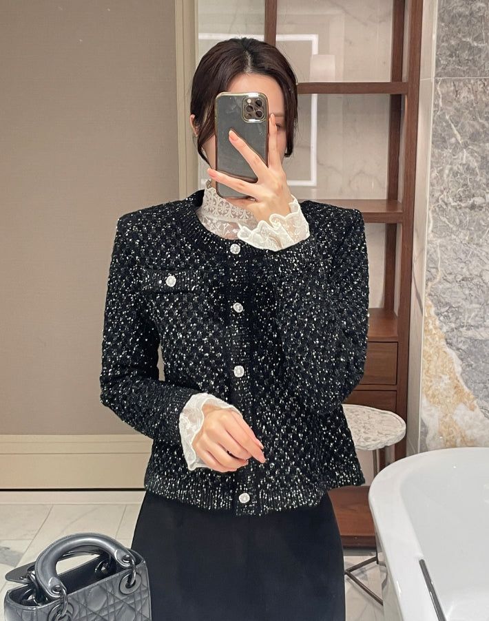 iam mari（アイアム マリ）の「Nemu Spangle Pearl Knit Jacket Cardigan（Jackets/Outerwear）」