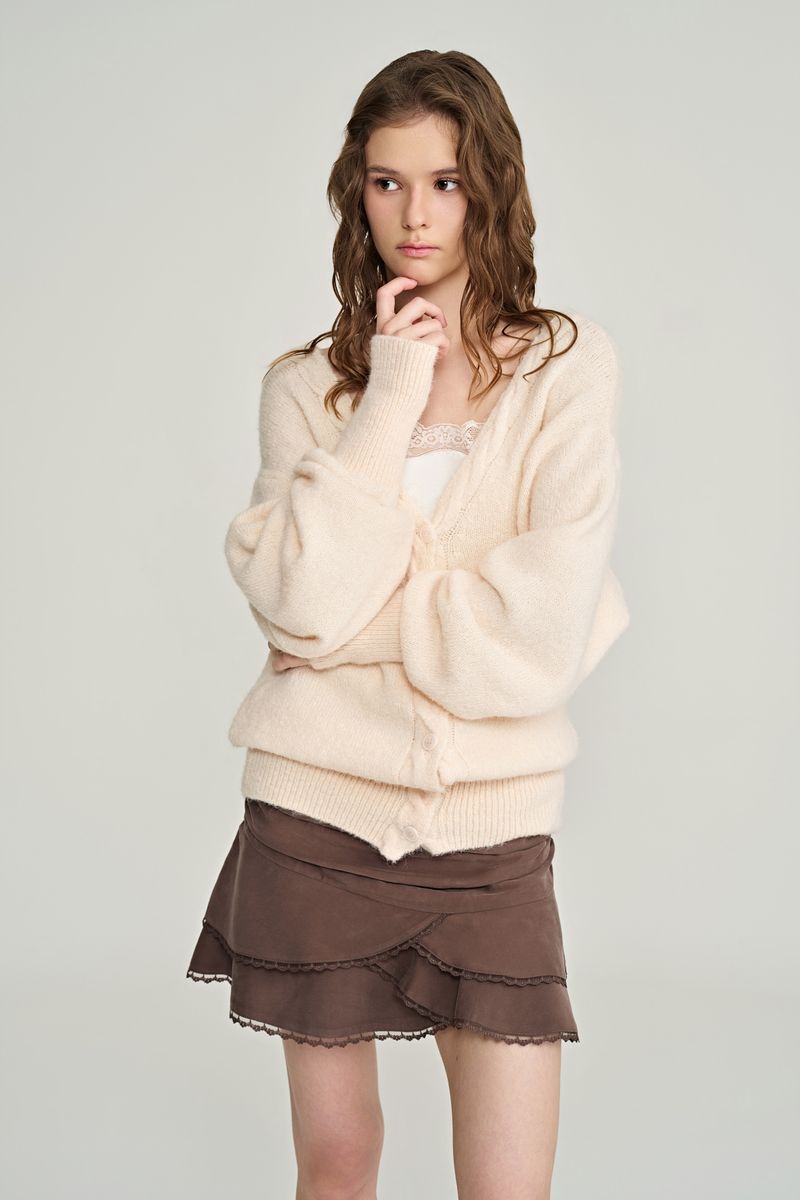 Souffle deep v-neck cardigan, Pink
