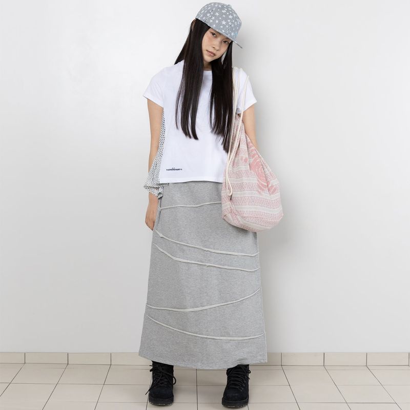 Twister Damage Sweat Long Skirt - Grey