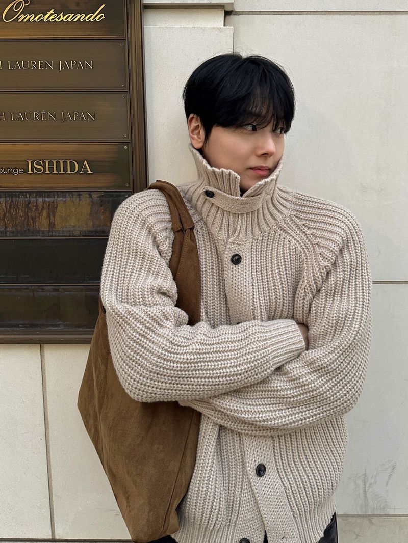 Modern High-Neck Belted Cardigan