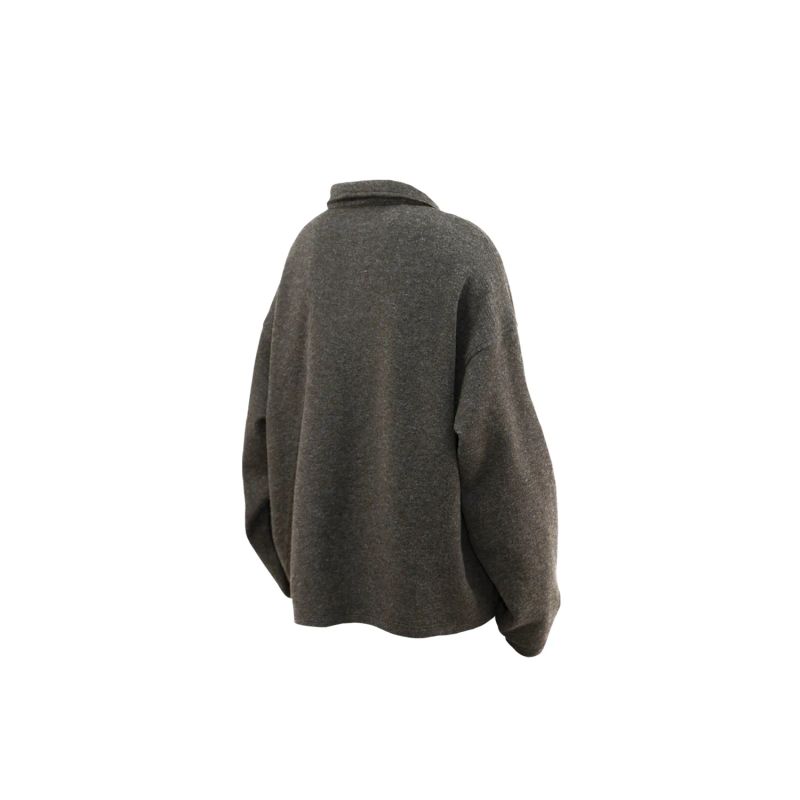 RELABEL('LABEL) Wool magnetic stand collar embroidered loose warm simple casual knitted sweater