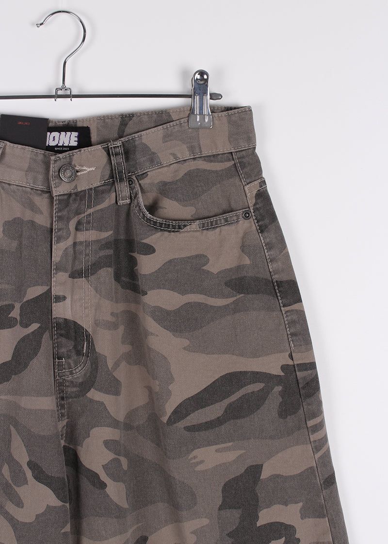 CAMO COTTON BALLOON PANTS