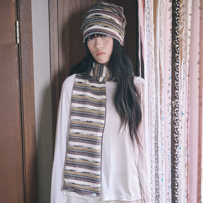boho stripe muffler brown