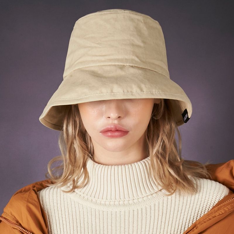 wide brim washing bucket hat beige