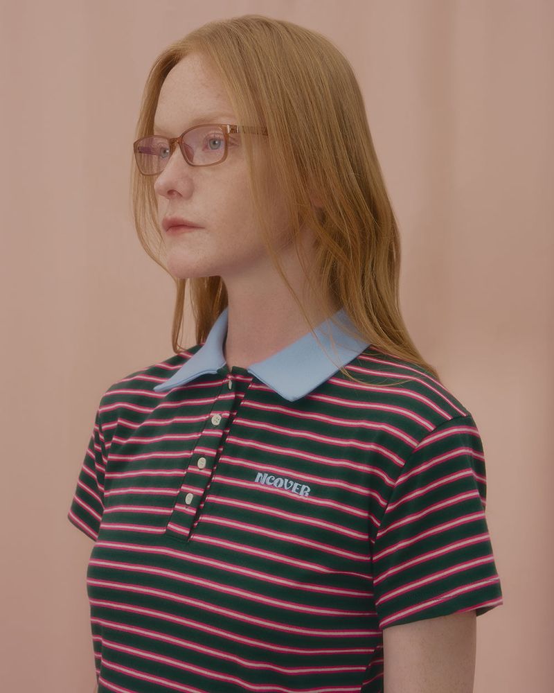 STRIPE LOGO COLLAR TSHIRT