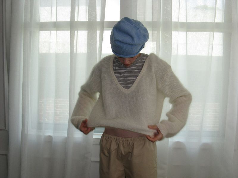 Mohair v-neck knit_ivory