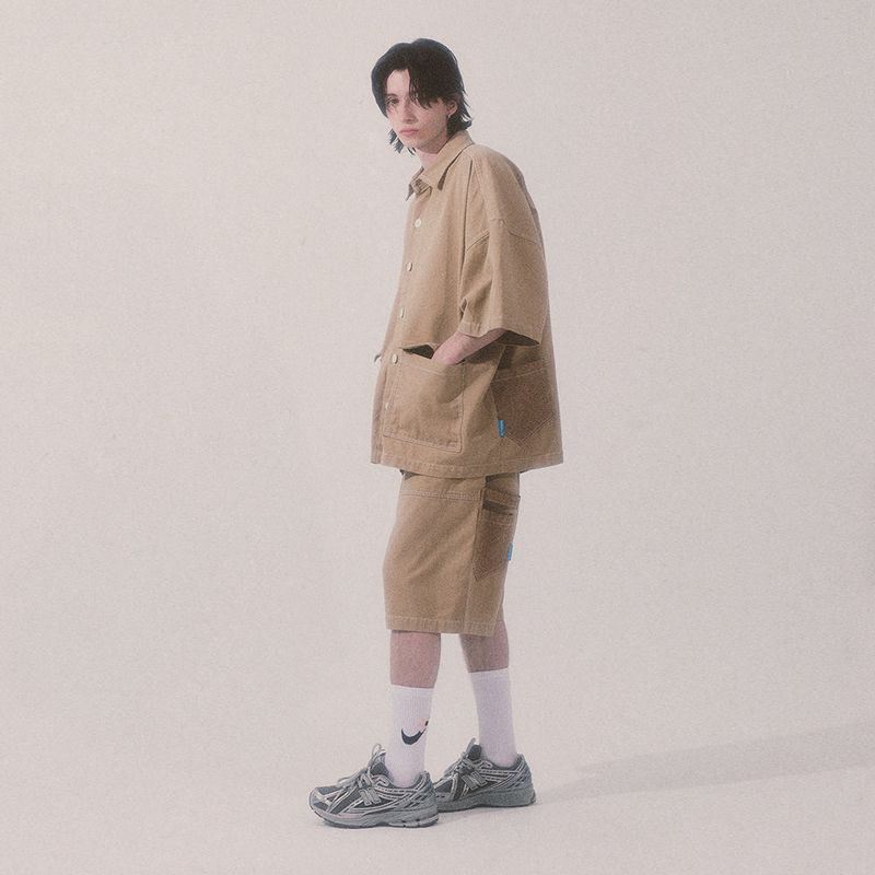 bio jacquard pocket shorts_beige