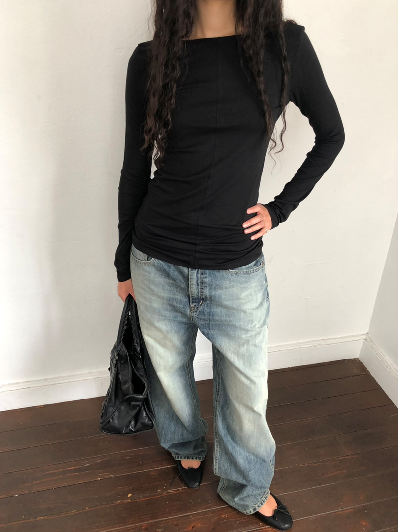 Rusty straight denim [Medium blue]