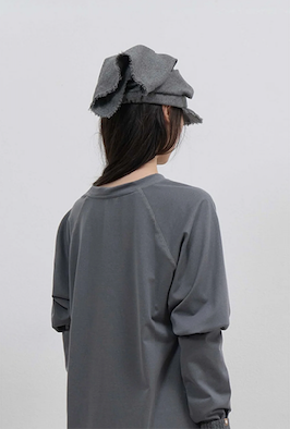 Scarf Veil Wool Cap / Grey