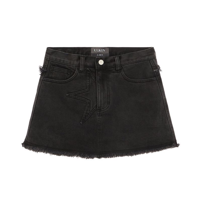 [ULKIN] Starry Micro Denim Skorts_Black