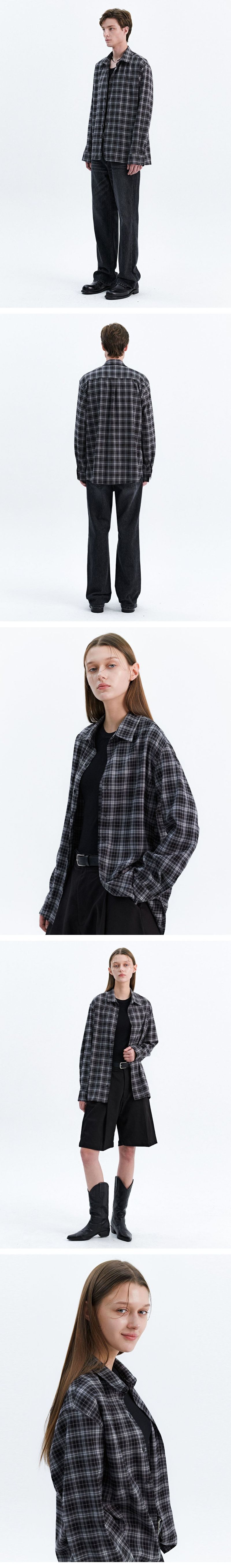 SOFT AND MILD MINIMAL CHECK SHIRT_BLACK