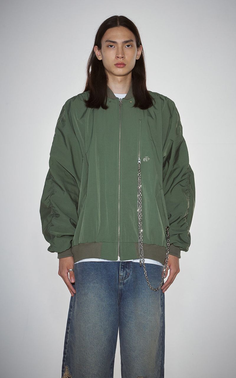 SHIRRING SLEEVED MA-1_KHAKI