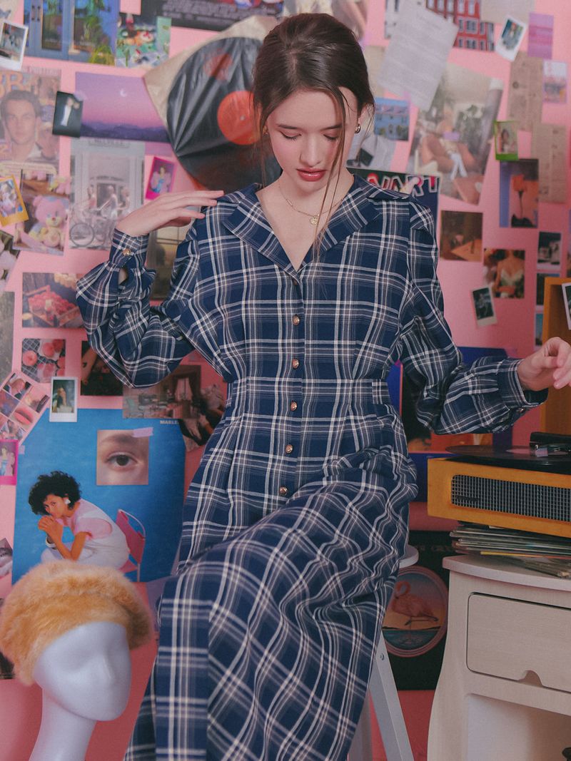 vem.ver（ベムバー）の「SAILOR COLLAR SHIRTS ONEPIECE_NAVY（Dresses）」
