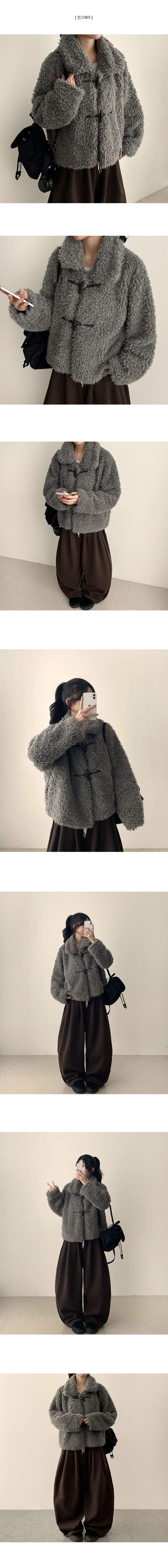 Elti fur fleece tteokboki button collar jacket