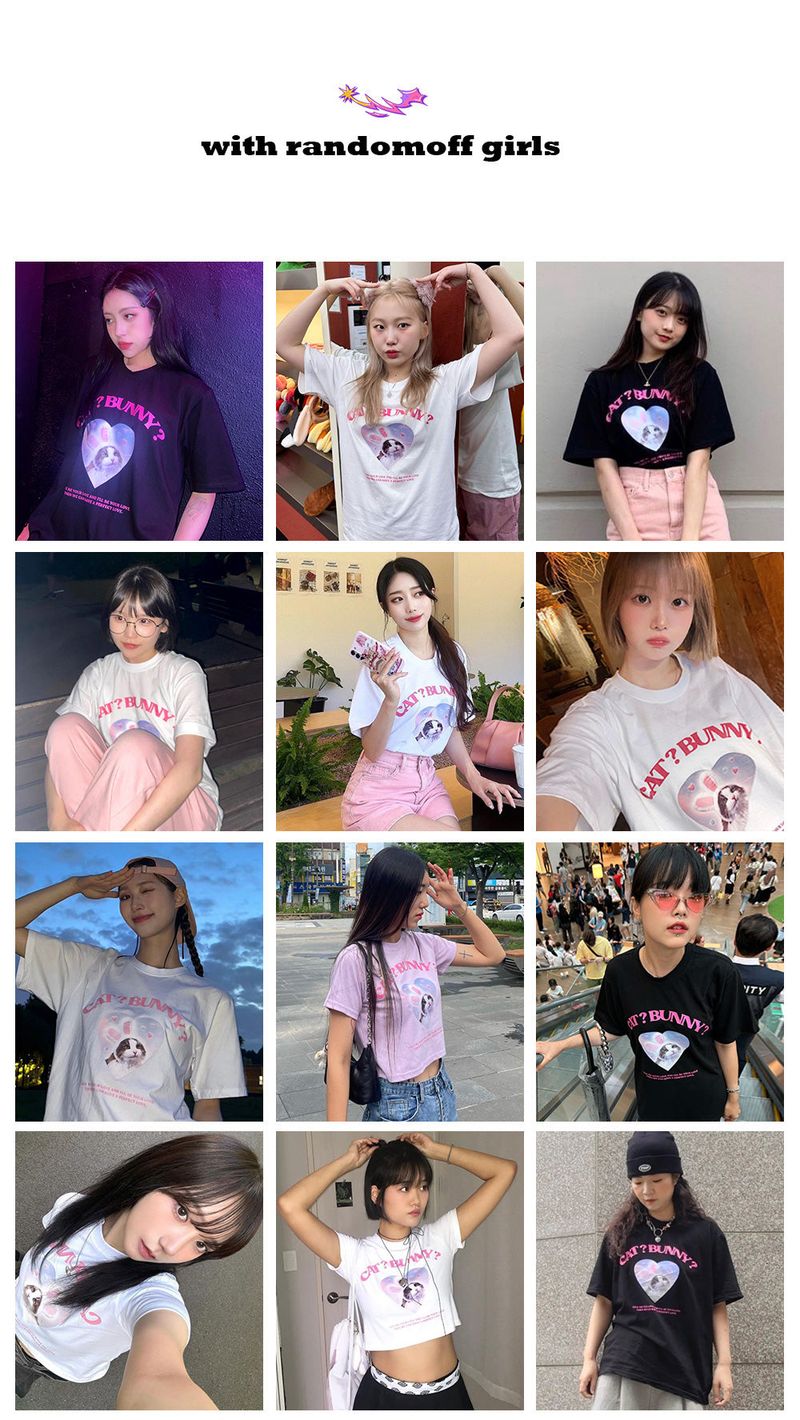 CAT&BUNNY CROP T-SHIRT [4COLOR]
