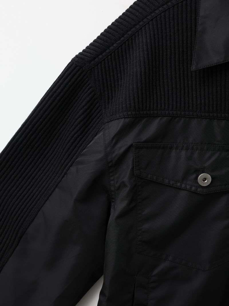 Loin trucker cropped knit jacket