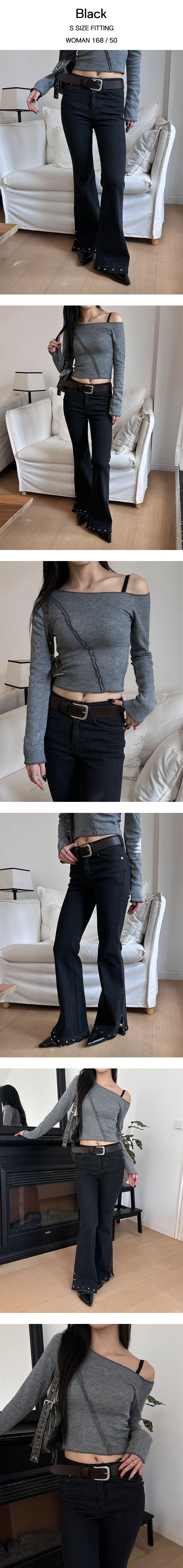 Stud span boots cut pants