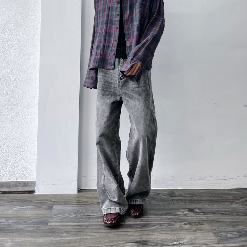 Stone Grey Denim Trousers