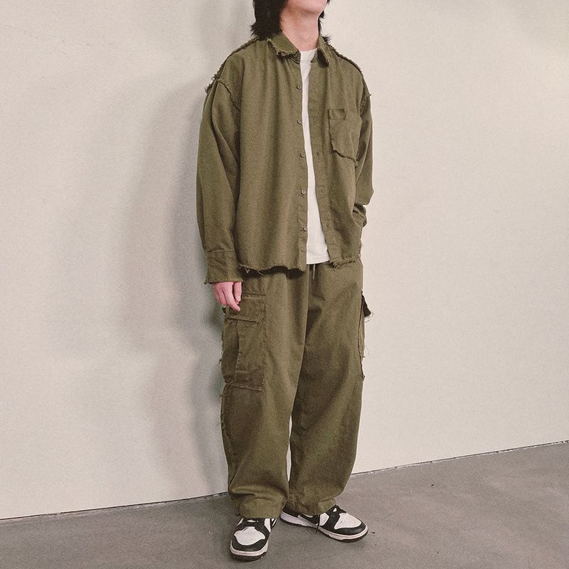 grunge plain shirt_khaki