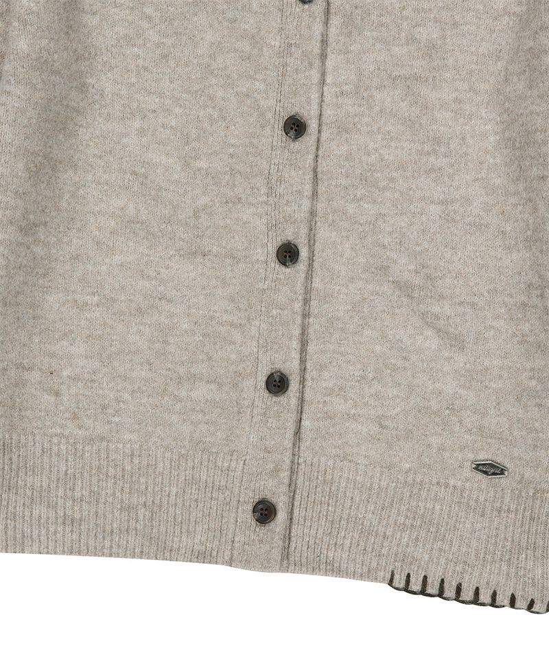 ROUND BUTTON UP CROP CARDIGAN_BEIGE