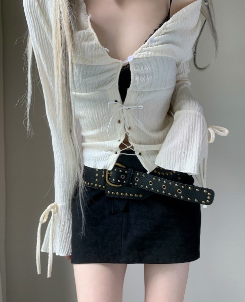 Miina Shirring Ribbon Blouse
