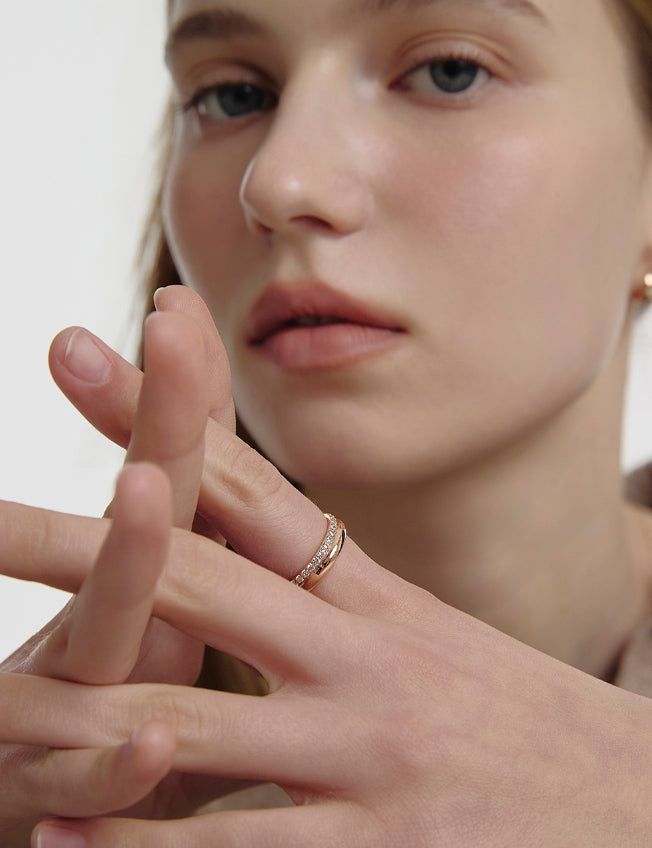 25FW★ Champagne Full Moon Silver (P) Duo Shine Ring