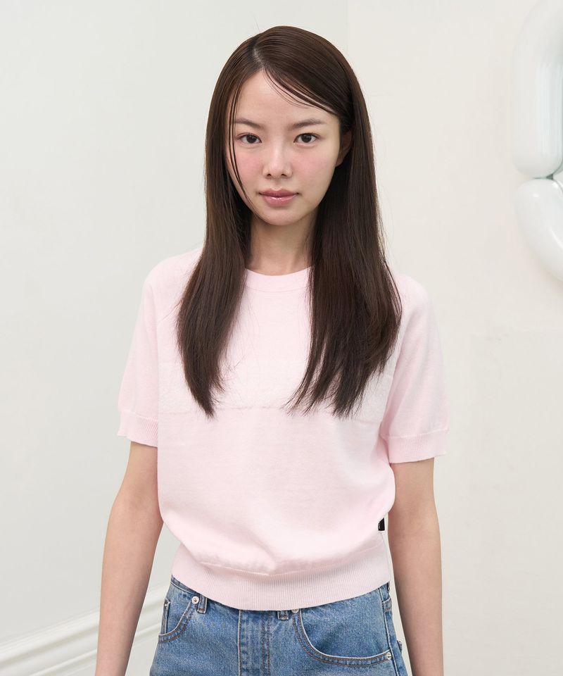 ZIZEMUSEUM（ジゼミュージアム）の「ZIZE LOGO HALF KNIT (PINK)（Tops）」