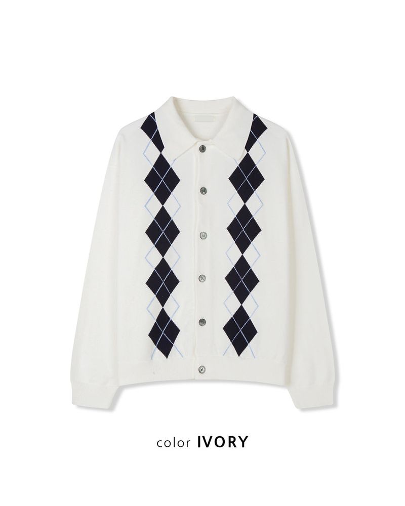 Thebel Argyle Knit Cardigan