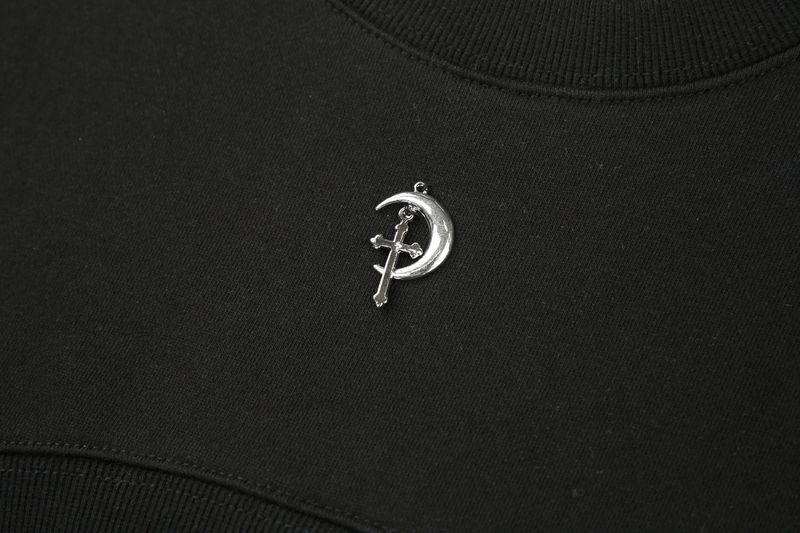 0 4 chain crop sweat shirt - BLACK