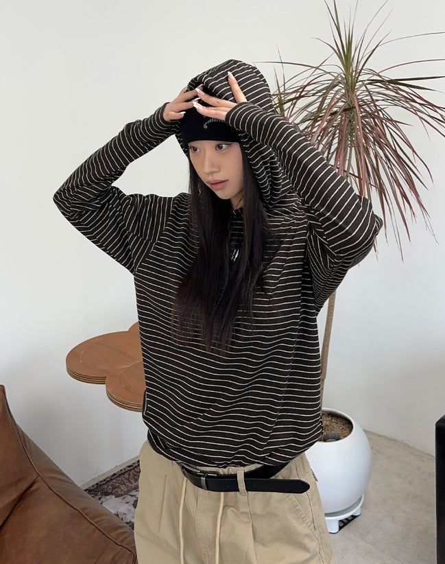 SATIIIZ（サティーズ）の「Connen Stripe Hoodie（Tops）」
