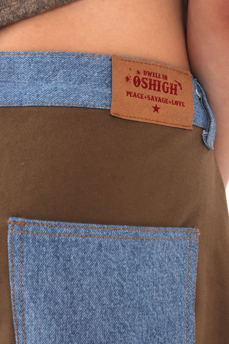 4 Button Denim Jogger (Brown)