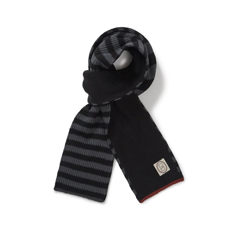 karactor（カラクター）の「ストライプニットマフラー / Black charcoal（ファッション小物）」