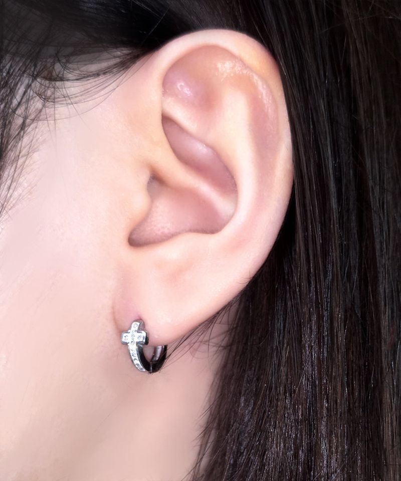White Cross Cubic Earrings