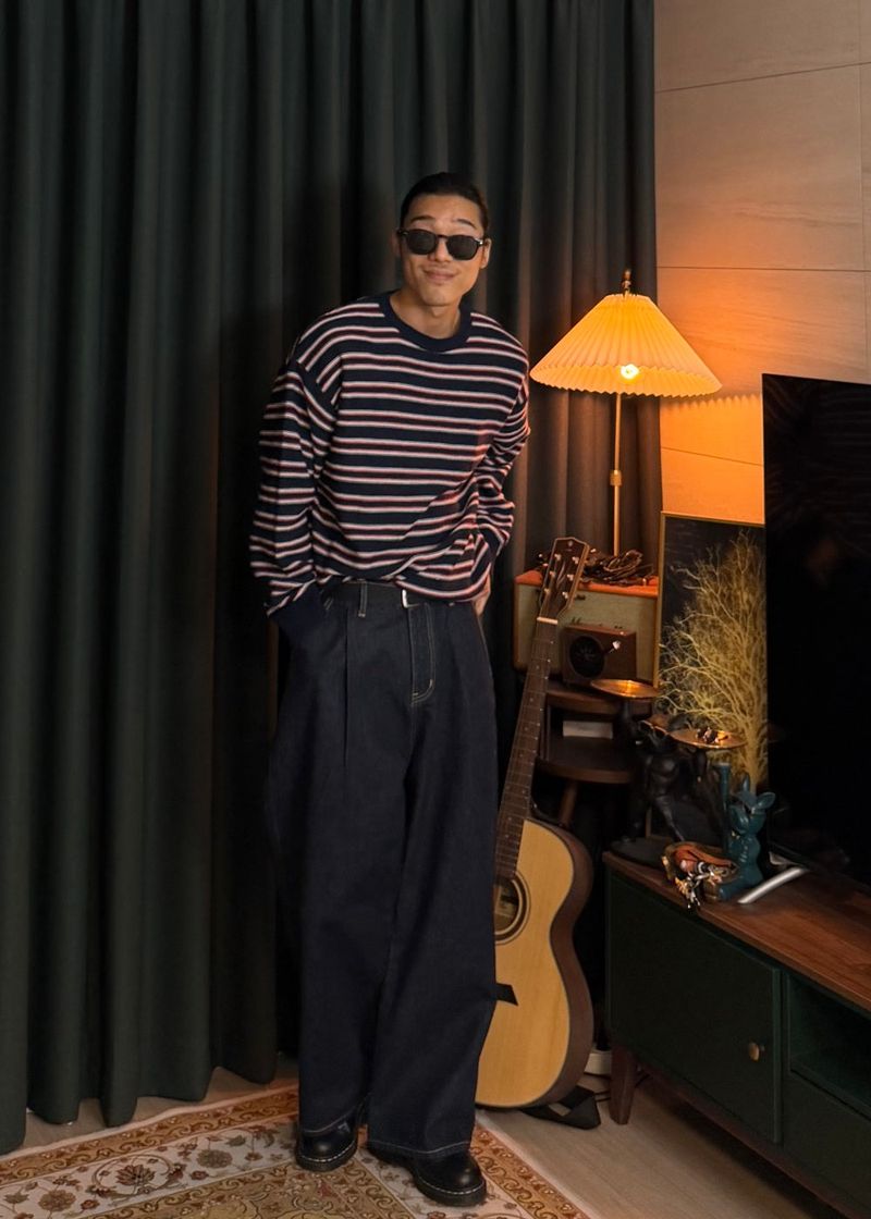 Reverse stripe knit 2COLOR