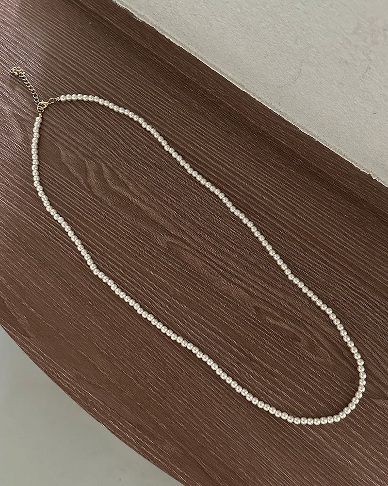 5 mm Two-line Layered Long Pearl Necklace