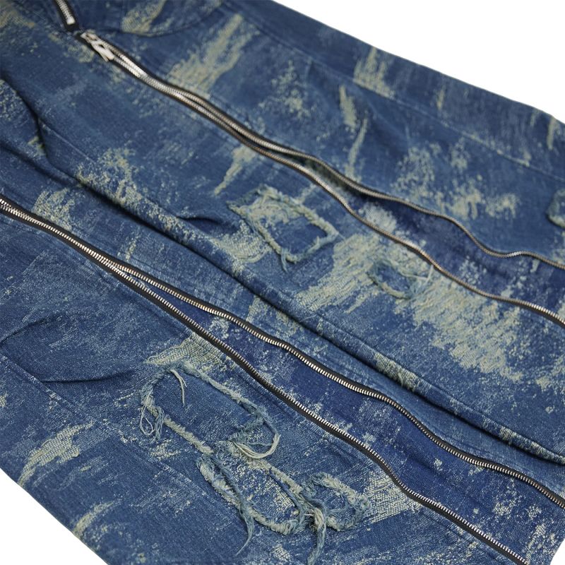RELABEL (DIGGER) detachable multi-morph change patchwork silhouette four-zipper strap jeans