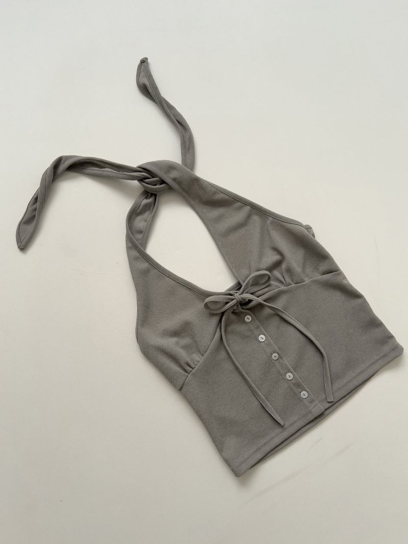 Bio Shirred Halter Neck Knit Vest