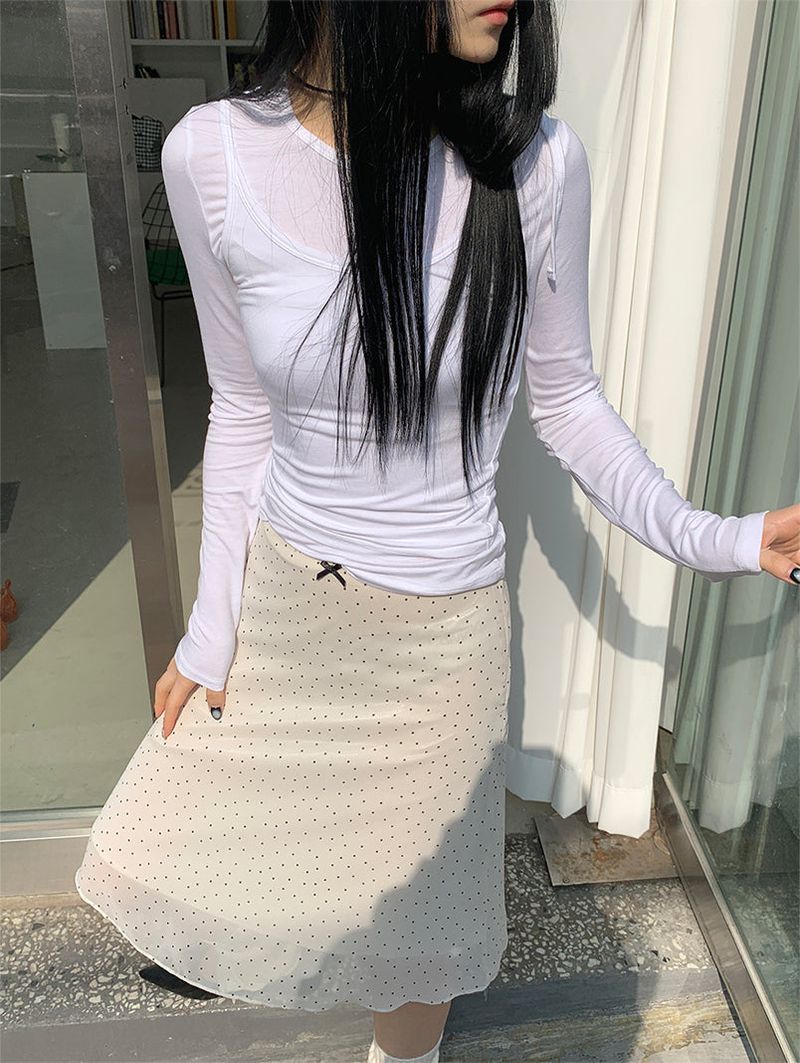 DOT MIDI CHIFFON SKIRT (2C)