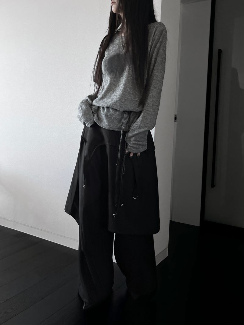 dust D-ring asym midi skirt (2color)
