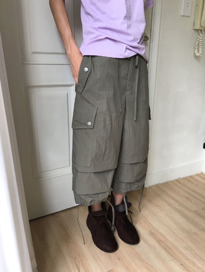 Elise Nylon Wide Capri Bermuda Pants