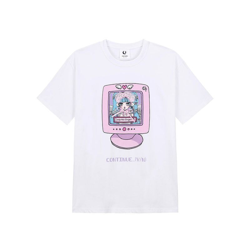 Computer Angel Half T-shirt - WHITE