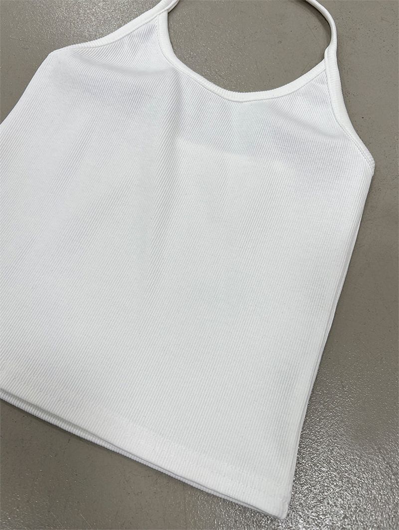 RIBBED HALTER SLEEVELESS (2COLOR)