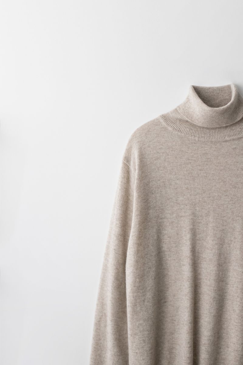 Cashmere turtle neck knit (Beige)