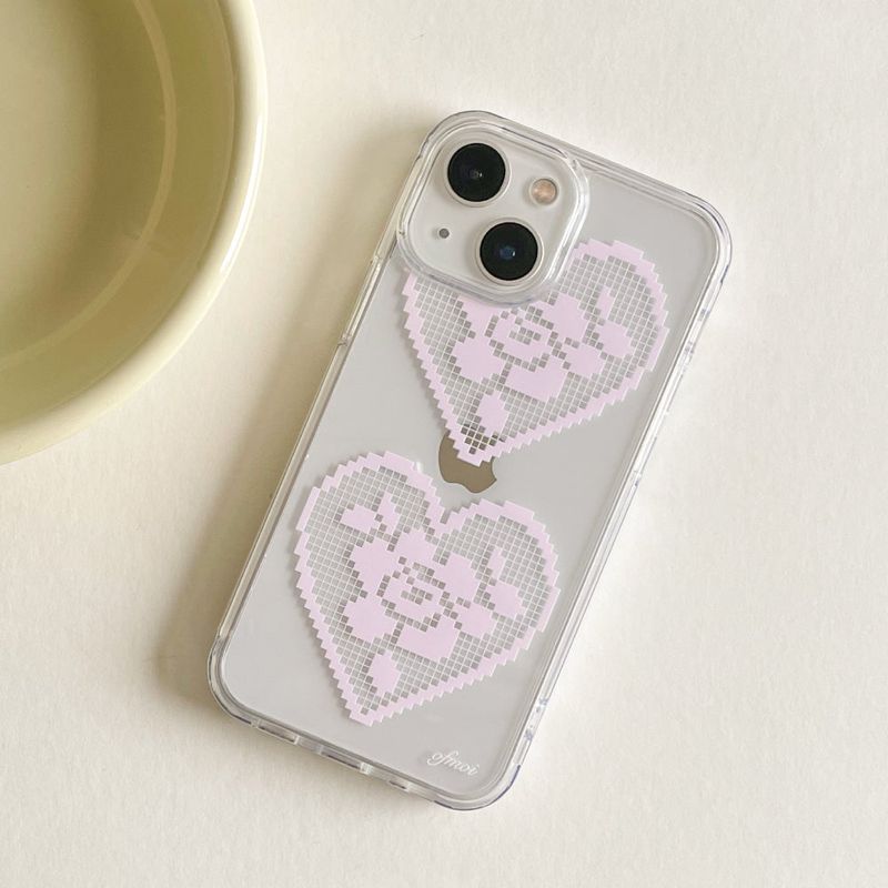 ofmoi(オブモイ)の「ピンク ハート レース ジェルハード フォン ケース(スマホグッズ/小物)」