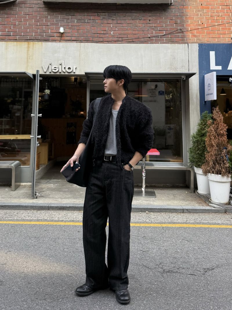 Airy texture cropped cardigan
